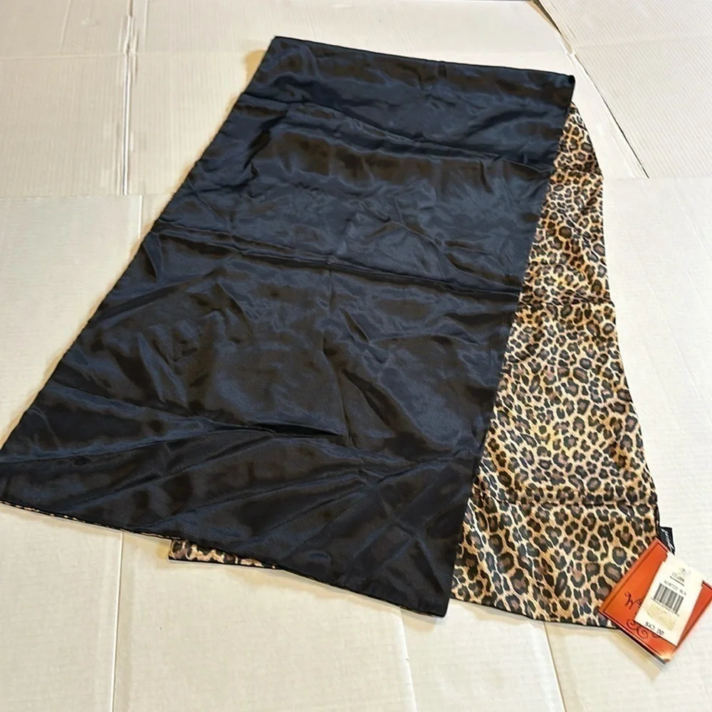 NWT Cejon wrap scarf reversible animal print with black brown and goldish tan